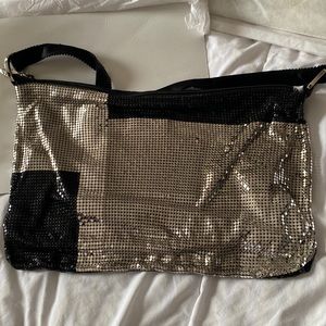 Silver and black sequins purse
